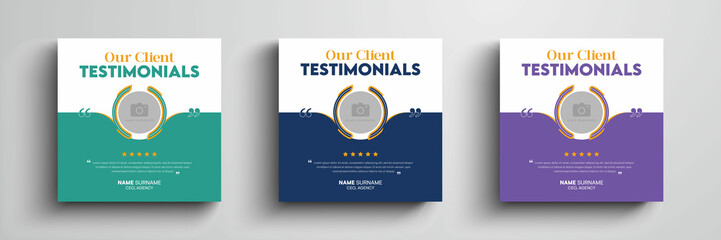 Wall Mural - Client testimonials or customer feedback social media post web banner template