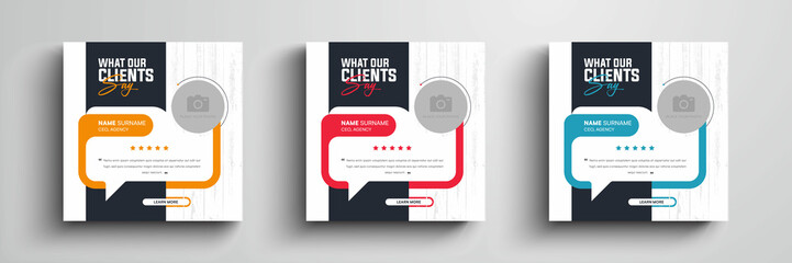 client testimonials or customer feedback social media post web banner template