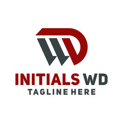 Sticker - letter wd logo design creative