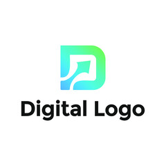 Wall Mural - letter d technology logo design creative 