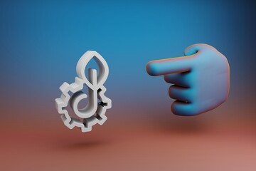 Aufkleber - Beautiful illustrations abstract Hand index finger points to clean energy symbol icon on a multicolor bright background. 3d rendering illustration. Background pattern for design.