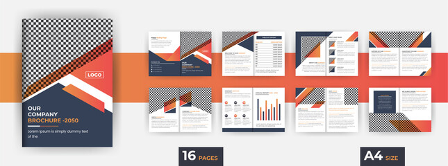 Sticker - Company profile brochure design with modern gradient shapes, 16 pages brochure design