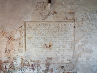 ancient wall art, creed in st. john the baptist church at inglesham, wiltshire, an ancient unmoderni