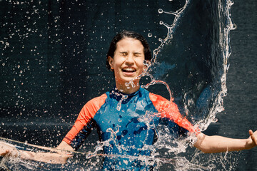 Splashing water on a girl
