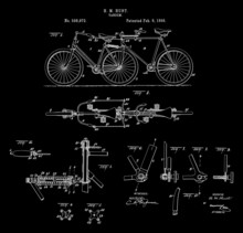 1898 Vintage Tandem Bicycle Patent Art