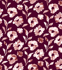  Seamless flowers pattern, floral print.