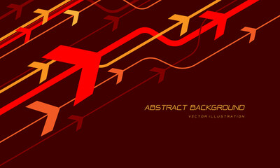 Abstract red orange yellow circuit cyber line curve geometric dynamic arrow motion with blank space design modern creative futuristic technology vector