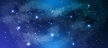 Realistic Galaxy Background With Clouds And Stars