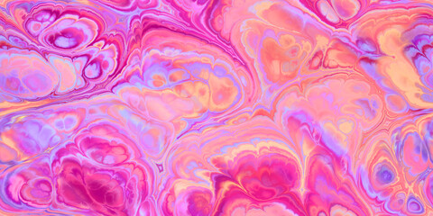 Wall Mural -  pink purple peach fantasy marbling seamless tile, flowing paint effect