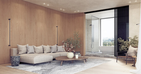 Poster - modern living room interior.