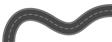 Winding Road / Road Bends With Road Stripes, Vector Illustration