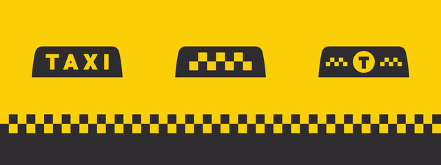 Wall Mural - Taxi service icons. Taxi service banner elements. Round the clock service. Vector icons