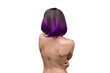 © Nikolay - Woman backside, beautiful woman with purple hair isolated on a white.