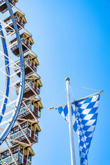 Poster - bavarian flag and a ferris wheel