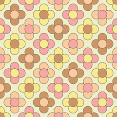 Wall Mural - Cute flower power seamless pattern. Decorative retro minimal style floral background.