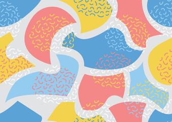 Wall Mural - various modern free form shapes and doodle objects seamless pattern. trendy contemporary pattern.