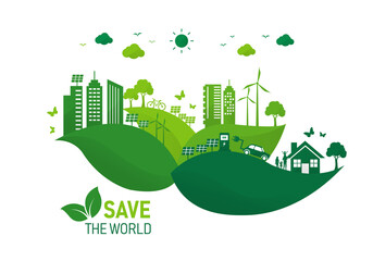 save ecosystem environment and energy on leaf. green ecology friendly city sustainable. eco family s