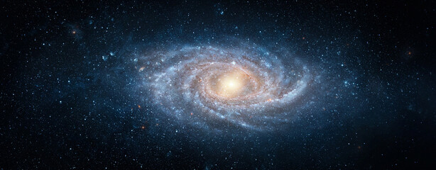 Wall Mural - view from space to a spiral galaxy and stars. universe filled with stars, nebula and galaxy,. elemen