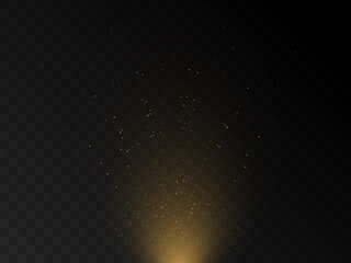 Aufkleber - Stage light and golden glitter with the effect of golden rays and falling sparkling dust. Abstract golden rays to highlight your product. Sun rays. Vector