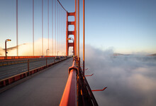 Fog And The Golden Gate Bridge, California.