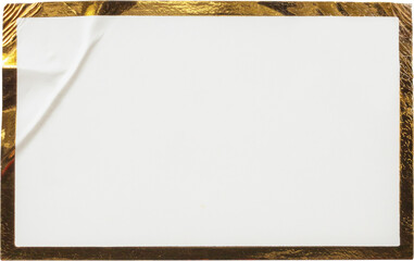 Wall Mural - blank white paper sticker label with golden element isolated