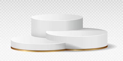 Realistic marble podium. Pedestal for promotion of goods on Internet. Modern marketing methods, place to present new products online. Layout or mockup for website. Isometric vector illustration