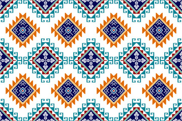 Wall Mural - Ikat ethnic seamless pattern design. Aztec fabric carpet mandala ornaments textile decorations wallpaper. Tribal boho native ethnic turkey traditional embroidery vector background 