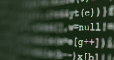 4k close up shot programming tag coding on screen. background concept for programming and coding web