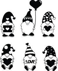 Wall Mural - Gnome Valentine's with love ,decorative,valentine,kids, characters, wedding,card,hand drawn, cartoon style.vector illustration