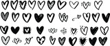 Fototapeta  - Heart doodles set. Hand drawn hearts collection. Romance and love illustrations.