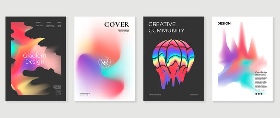 Fluid gradient background vector. Futuristic style black posters with vibrant color, liquid dynamic shapes, lines. Modern gradient wallpaper design for social media, idol poster, banner, flyer.