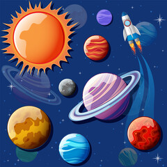 Wall Mural - space planets seamless pattern