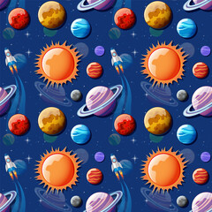 Wall Mural - space planets seamless pattern