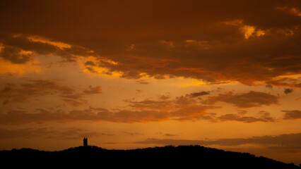 Wall Mural - Sunset at hills in Wankaner, Gujarat, India