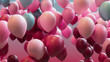© RocknRoller Studios - Magenta, Pink and Blue Balloons Rising in the Air. Contemporary, Party Wallpaper.