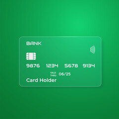Wall Mural - Transparent credit card in glass morphism style. Place for your texts and images. Vector illustration.