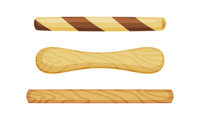 Wall Mural - Wooden Stick for Ice Cream for Eating Cold Dessert Vector Set