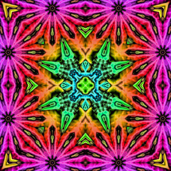 Wall Mural - 3d effect - abstract colorful kaleidoscopic fractal graphic 