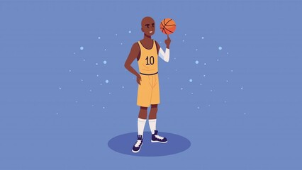 Poster - male athlete basketball sport character animation