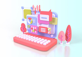 Web development for UI UX design concept illustration Landing page template business idea background