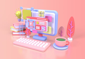 Web development for UI UX design concept illustration Landing page template business idea background