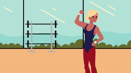 Sticker - female bodybuilder athlete sport character animation