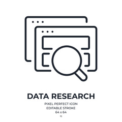 Wall Mural - Data research concept editable stroke outline icon isolated on white background flat vector illustration. Pixel perfect. 64 x 64.