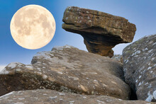 Wolf Moonset Over Brimham Rocks