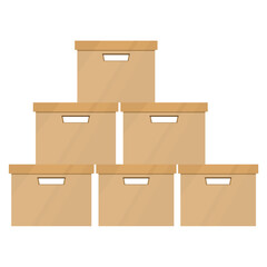 Box with documents. Overturned cardboard box with office files. Office cleaning. Carelessness of employees. Dismissal. Vector illustration in cartoon style, isolate.