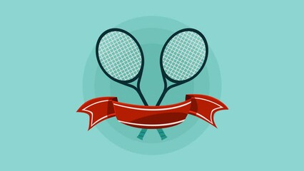 Wall Mural - tennis sport rackets in ribbon