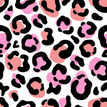 Modern Leopard Color, Fur, Vector Seamless Pattern In The Style Of Doodles, Hand-drawn