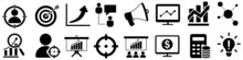 Digital Marketing Icon Vector Set. Analytics Illustration Symbol Collection. Analyzing Sign Or Logo.