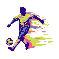 Canvas Print - Colorful Illustration vector of Soccer Football Player