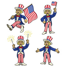 Uncle Sam Character Mascot Set